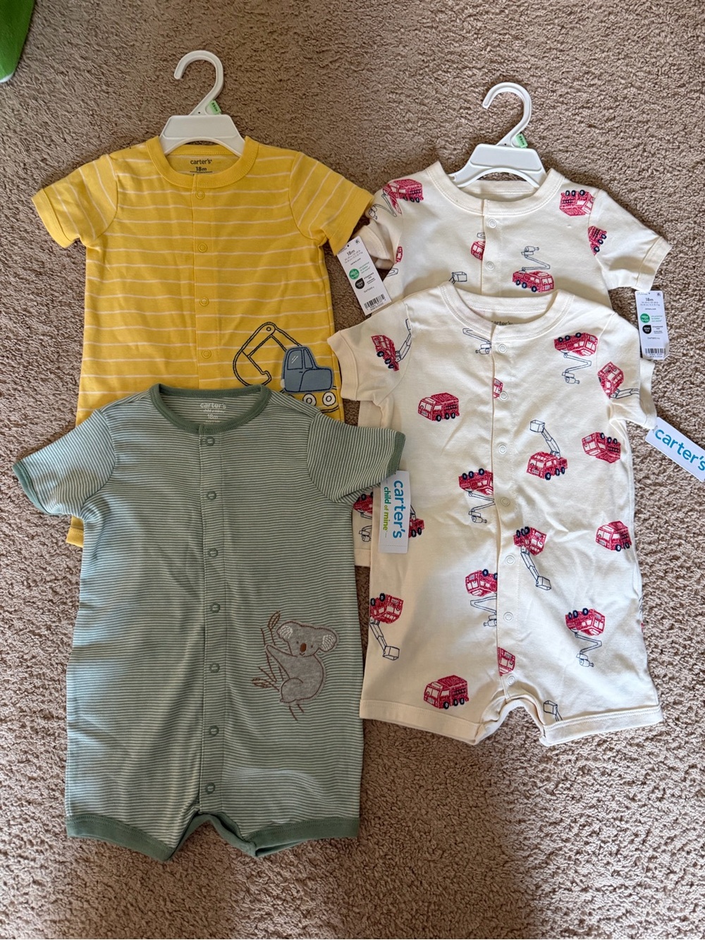 Brand New w/ Tags 4ct Carter’s Rompers 18 Months